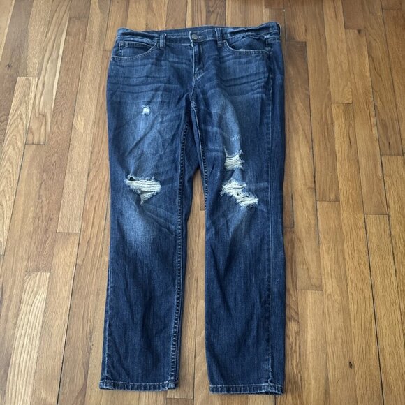 A.N.A Crop Jeans Skinny Boyfriend Women's Blue Cotton Denim Distressed Size31/12 - Picture 2 of 5